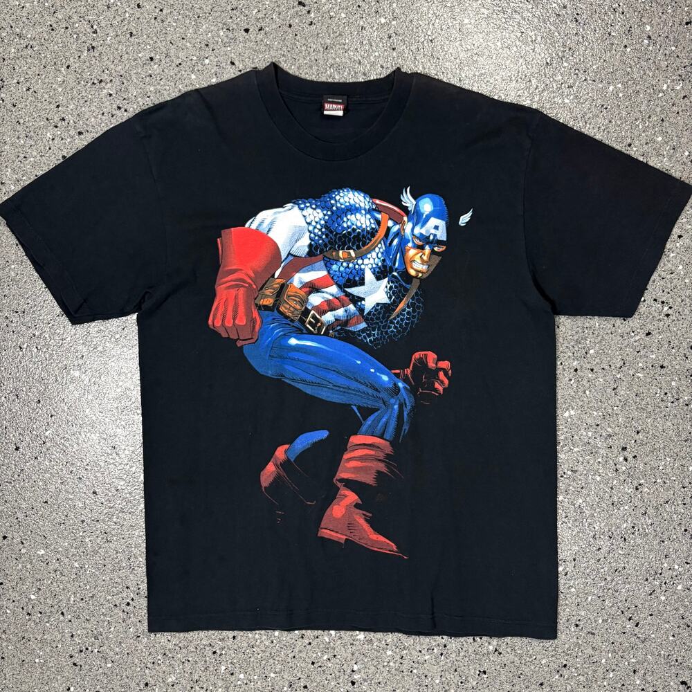 Vintage Captain America Marvel Mad Engine Comic T-shirt